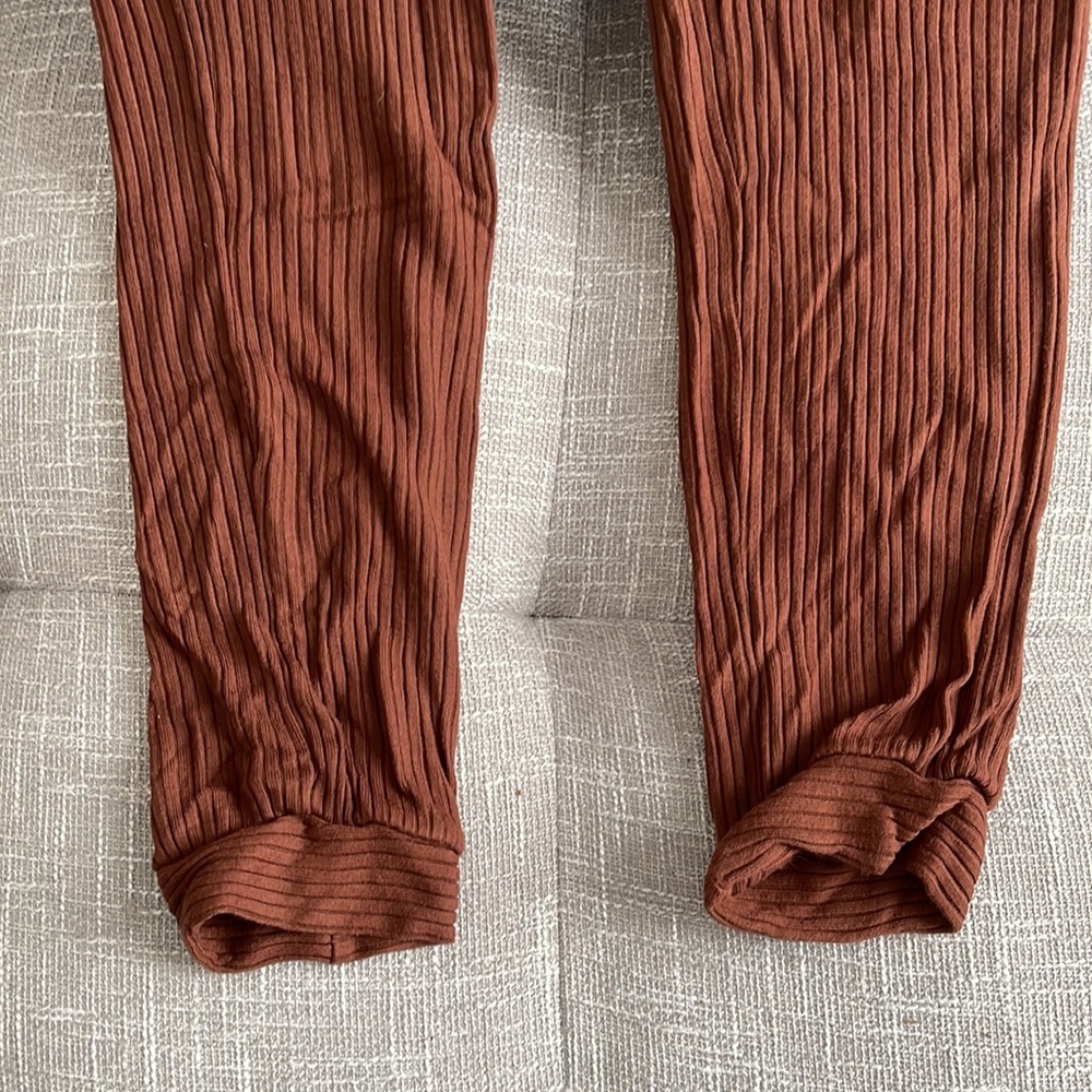 Reformation Ribbed Two-Piece Lounge Set in Rust Brown - Picture 10 of 13